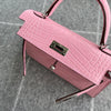 MINI KELLY II (20) MATTE MISSISSIPPIENSIS ALLIGATOR LEATHER BUBBLEGUM WITH PALLADIUM HARDWARE (PHW)