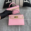 MINI KELLY II (20) MATTE MISSISSIPPIENSIS ALLIGATOR LEATHER BUBBLEGUM WITH GOLD HARDWARE (GHW)