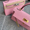 MINI KELLY II (20) MATTE MISSISSIPPIENSIS ALLIGATOR LEATHER BUBBLEGUM WITH GOLD HARDWARE (GHW)