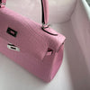 KELLY 25 MATTE MISSISSIPPIENSIS ALLIGATOR LEATHER PINK WITH PALLADIUM HARDWARE (PHW)