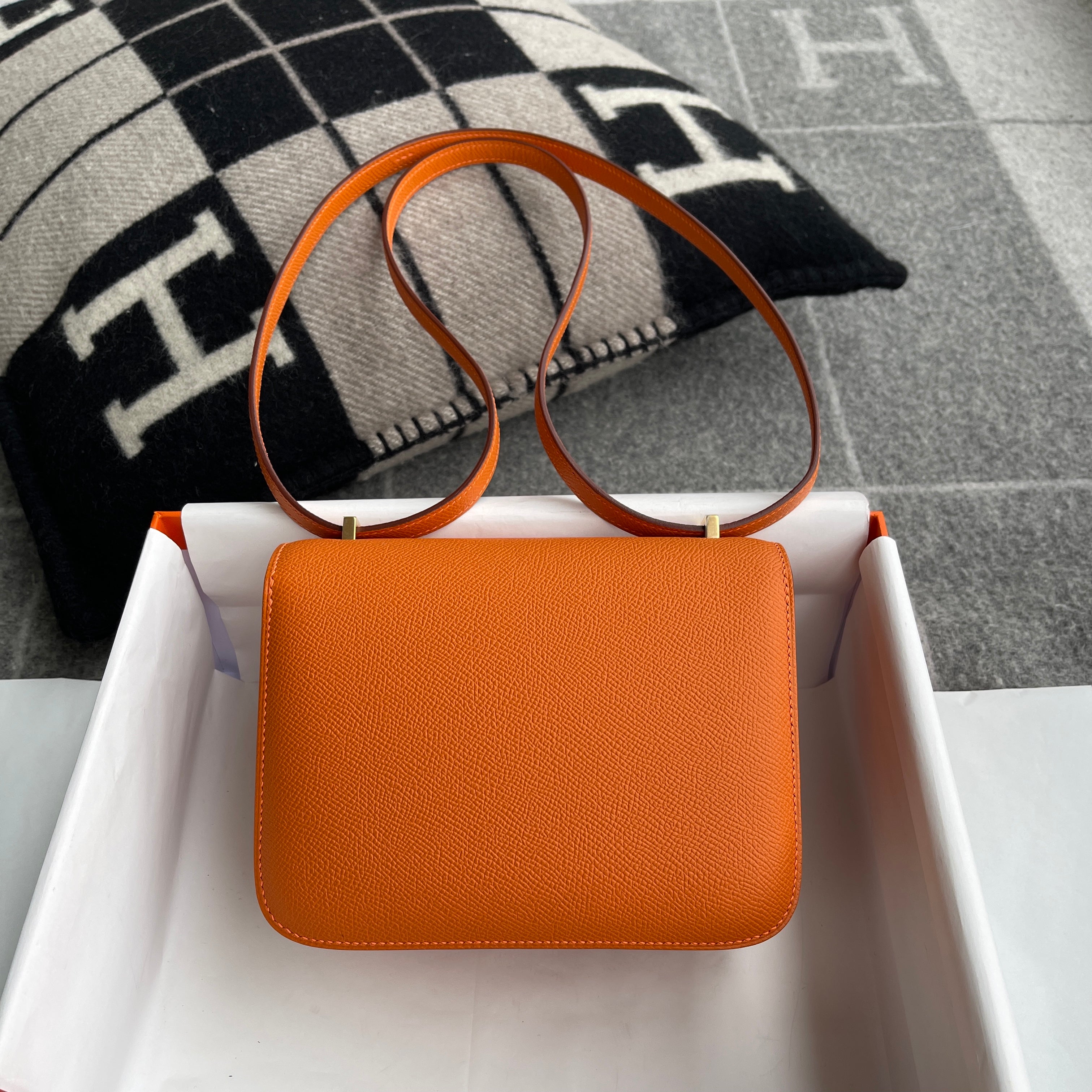 CONSTANCE 18 (MINI) EPSOM LEATHER ORANGE WITH GOLD HARDWARE (GHW)