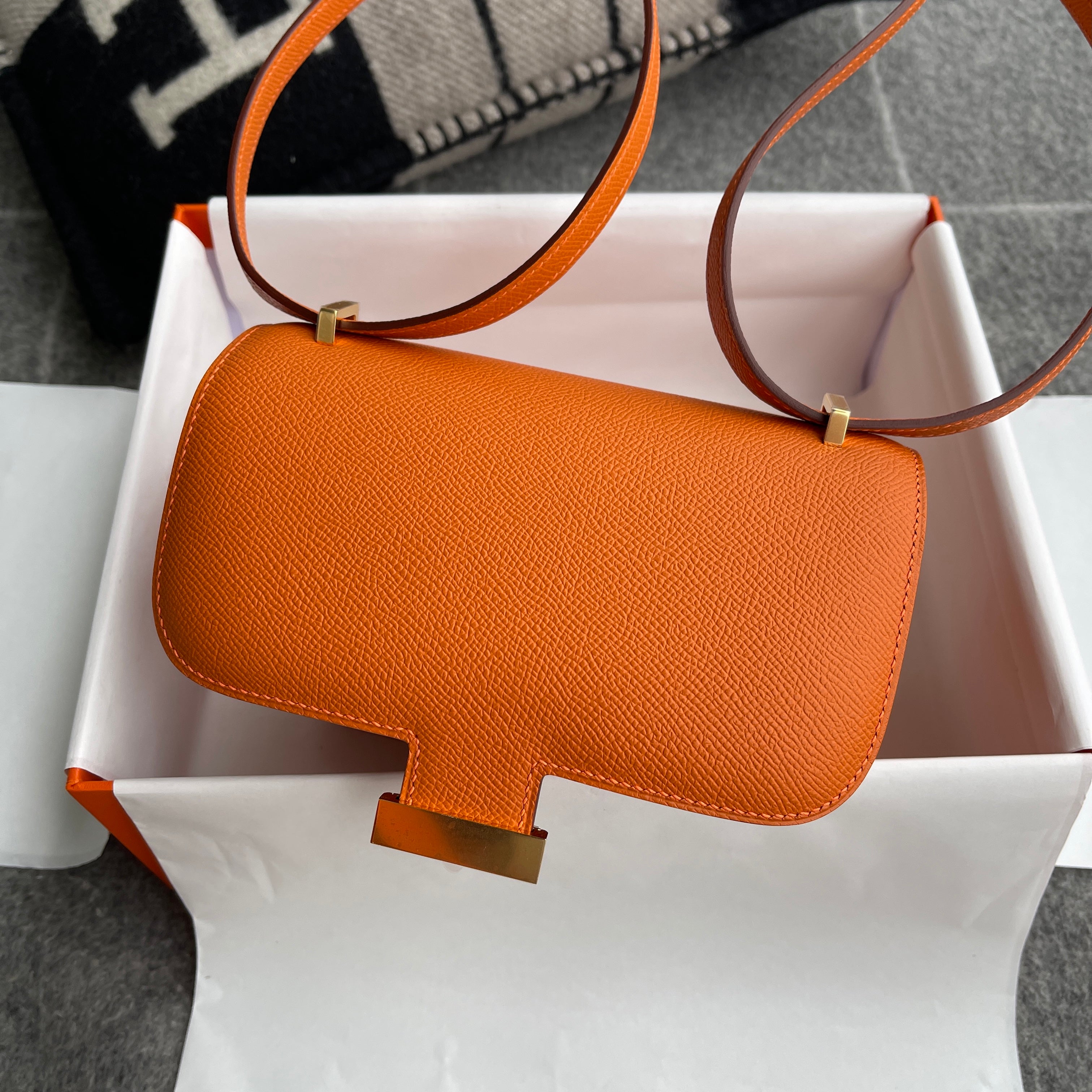 CONSTANCE 18 (MINI) EPSOM LEATHER ORANGE WITH GOLD HARDWARE (GHW)