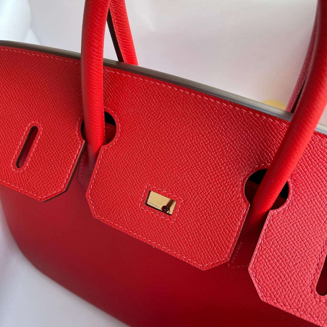 BIRKIN 25 EPSOM LEATHER ROUGE CASAQUE WITH GOLD HARDWARE (GHW)