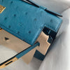 KELLY POCHETTE OSTRICH LEATHER BLEU JEAN WITH GOLD HARDWARE (GHW)