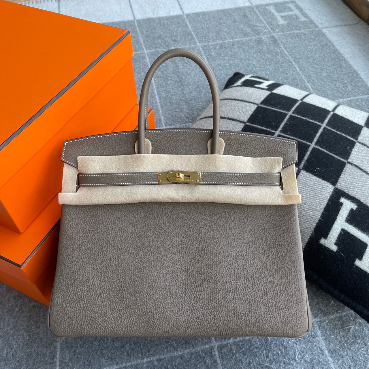 BIRKIN 35 TOGO LEATHER ETOUPE GOLD HARDWARE (GHW)